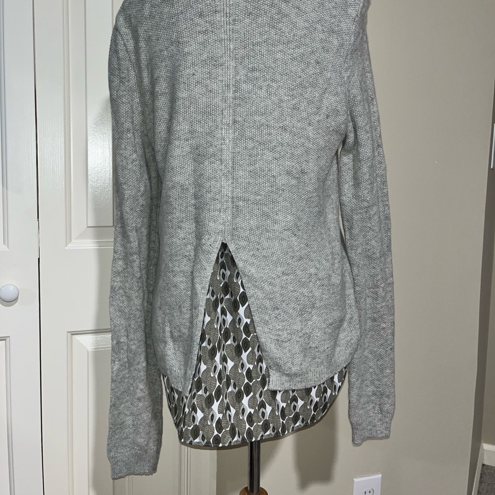 Anthropologie Coin 1804 Split Back Layered Look Gray Sweater Size Large - Picture 2 of 9